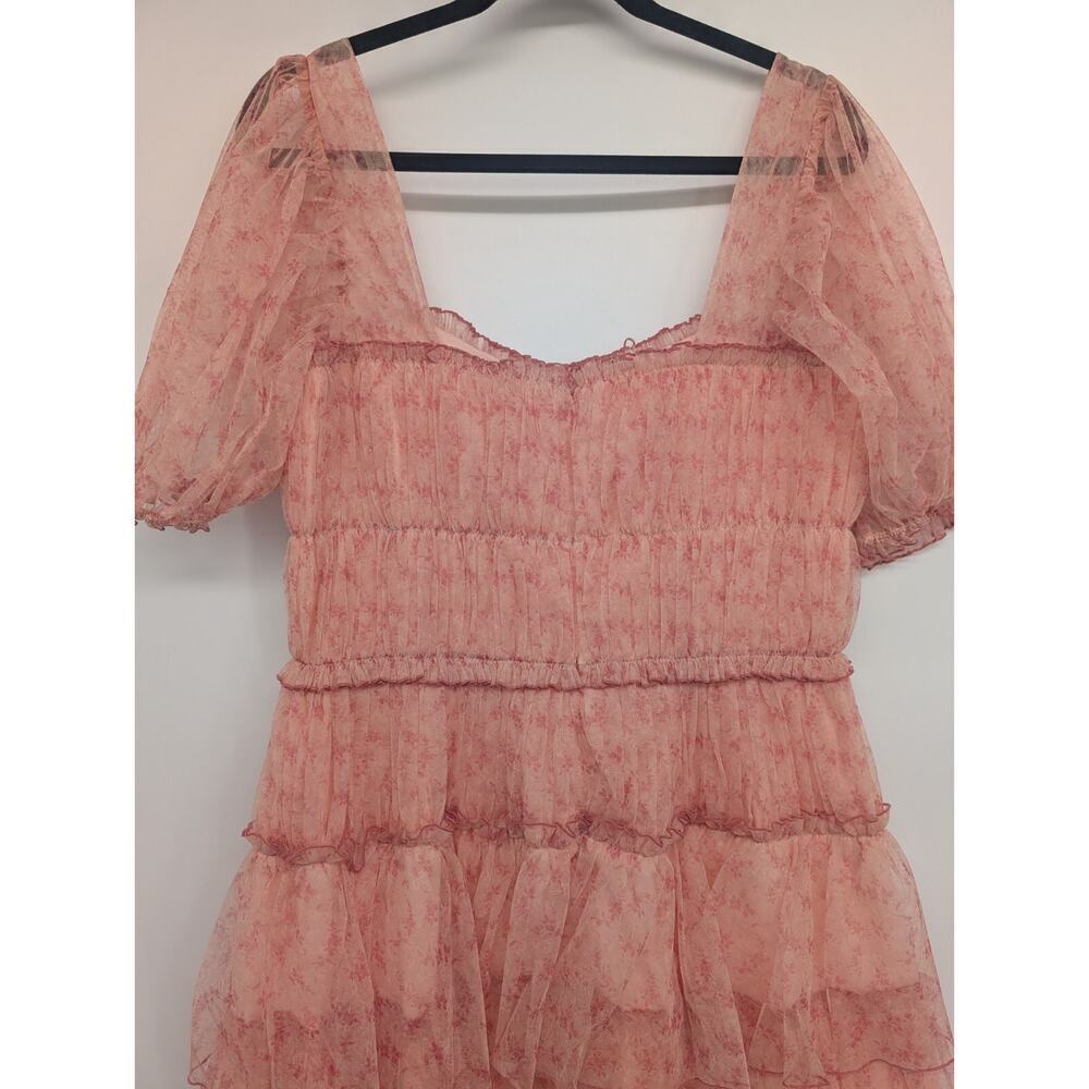 NWD Jonathan Simkhai Delilah Tiered Floral Tulle Mini Dress Size 12 Pink #1A452 - Picture 5 of 12
